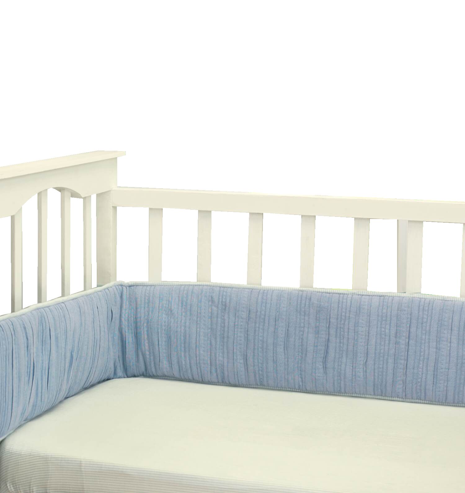 Done By Deer Quilted Bed Bumper w Strings Waves Green